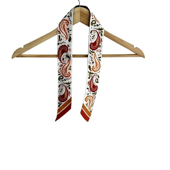 Auth HERMES Twilly - White Orange Multi Silk Scarf - Picture 1 of 4